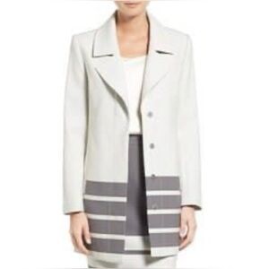 EUC- Halogen ‘Placed Striped Topper’ 3/4 Length Jacket Coat